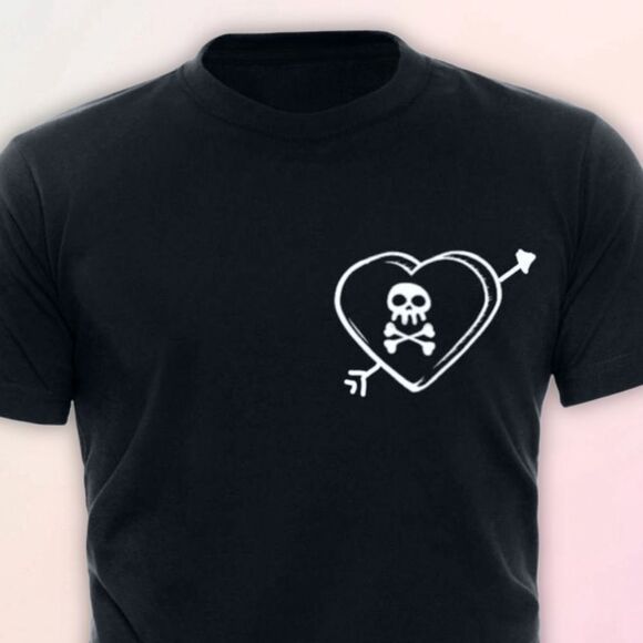 Anti-Valentine’s Day, Skull Heart Tee, Unisex, Sizes 2T-5T - Picture 2 of 5